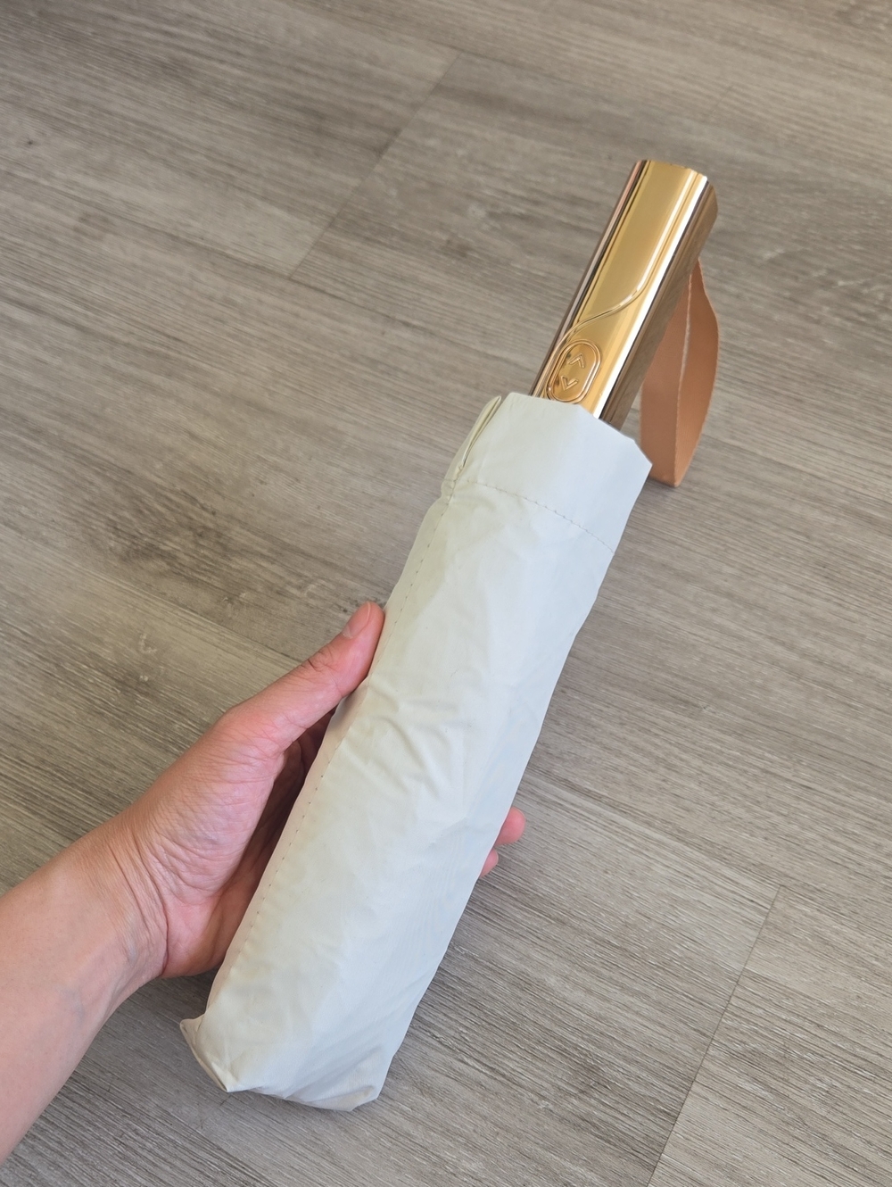 Compact Folding Umbrella with Gold Handle